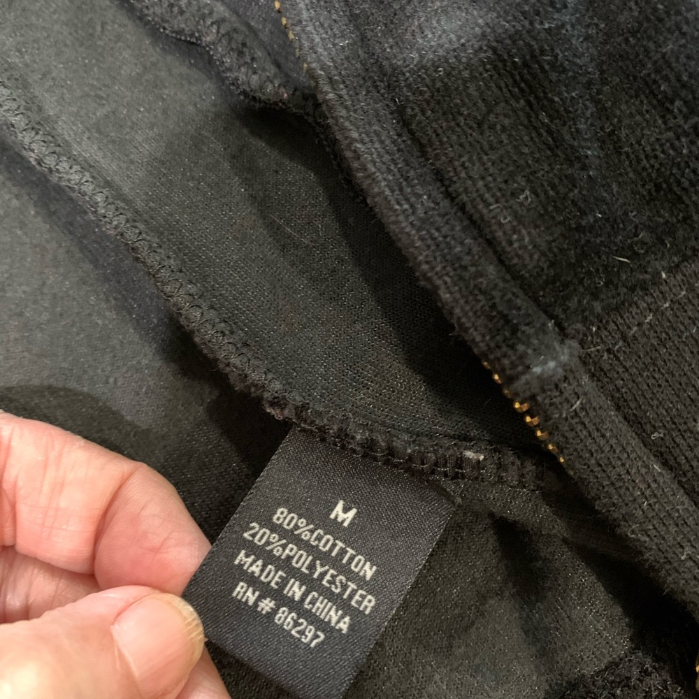 BCBG Maxazria Black & Gold Zip Velour Jacket Hoodie - Picture 4 of 7